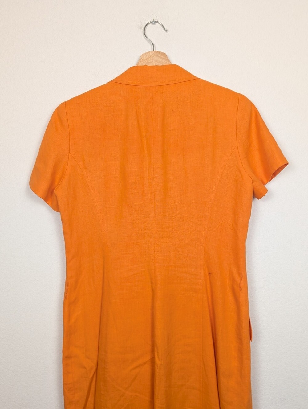Rickie Freeman for Teri Jon Orange Linen Double Breasted Midi Dress Size 8 - Picture 6 of 9